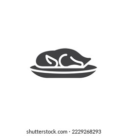 Beijing roasted duck vector icon. filled flat sign for mobile concept and web design. Roasted turkey on tray glyph icon. Symbol, logo illustration. Vector graphics