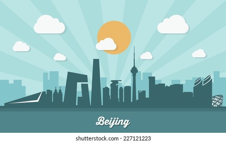 Beijing skyline - flat design - vector illustration