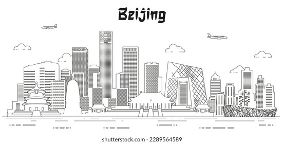 Ilustración vectorial de la línea aérea de Beijing