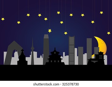 Beijing skyline at night