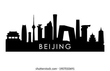 Silueta de perfil de Beijing. Diseño de la ciudad de Pekín negro aislado de fondo blanco. 