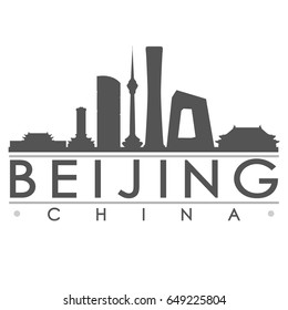 Beijing Skyline Silhouette Design City Vector Art
