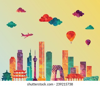 Beijing skyline. Vector illustration