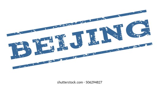 Beijing watermark stamp. Text Caption between parallel lines with grunge design style. Rubber seal stamp with dirty texture. Vector cobalt blue color ink imprint on a white background.