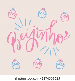 Beijinho. Little kiss in brazilian portuguese. Modern hand Lettering. vector.