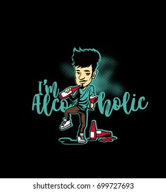 Being alcoholic icon, adult drink, hard, bottle, champagne, cocktail, wine, whisky, party, club, celebration and togetherness, black background, vector illustration