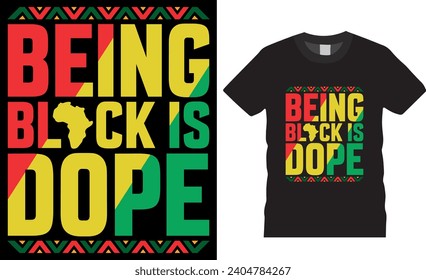 Ser negro es el diseño de camisetas vectoriales.  Plantilla vectorial de diseño de camisetas del mes de Historia Negra. Camiseta de Derechos Humanos, diseño de camisetas de historia negra africana lista para cualquier artículo impreso