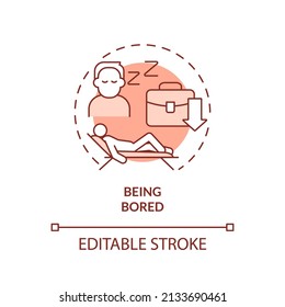 Being bored terracotta concept icon. Sign of wrong career abstract idea thin line illustration. Job dissatisfaction. Isolated outline drawing. Editable stroke. Arial, Myriad Pro-Bold fonts used