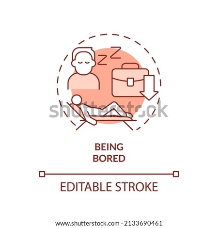 Being bored terracotta concept icon. Sign of wrong career abstract idea thin line illustration. Job dissatisfaction. Isolated outline drawing. Editable stroke. Arial, Myriad Pro-Bold fonts used