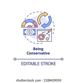 Being conservative concept icon. Company budgeting. Financial plan abstract idea thin line illustration. Isolated outline drawing. Editable stroke. Roboto-Medium, Myriad Pro-Bold fonts used
