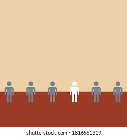 Die Grafik des weißen Mannes stellt auch das Konzept der Individualität dar, da sie sich von der Masse abhebt. 