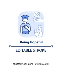 Being hopeful light blue concept icon. Resilience skill abstract idea thin line illustration. Optimistic thoughts. Isolated outline drawing. Editable stroke. Arial, Myriad Pro-Bold fonts used