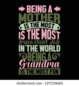 Being A Mother Is The Most Important Job In The World Being A Grandma Is The Most Fun, Mother Lover, Super Hero Mom, Mother Day Graphic Vector Illustration