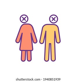 Being on divorce verge RGB color icon. Splitting couple. Marriage dissolution. Trust lacking. Poor communication between partners. Couple breakup, disagreements. Isolated vector illustration