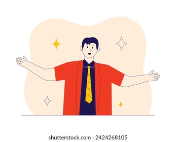 Being proud of achievements is a form of self-love, happiness vector illustration.