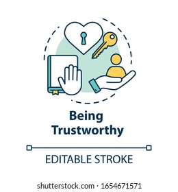 Being trustworthy concept icon. People secrets keeping. Being loyal, dependable and faithful friend idea thin line illustration. Vector isolated outline RGB color drawing. Editable stroke