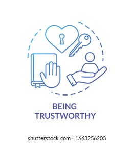 Being trustworthy concept icon. People secrets keeping. Fidelity value. Being loyal, dependable and faithful friend idea thin line illustration. Vector isolated outline RGB color drawing