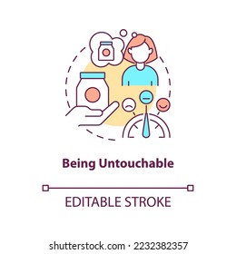 Being untouchable concept icon. Mistake to avoid when attracting customers abstract idea thin line illustration. Isolated outline drawing. Editable stroke. Arial, Myriad Pro-Bold fonts used