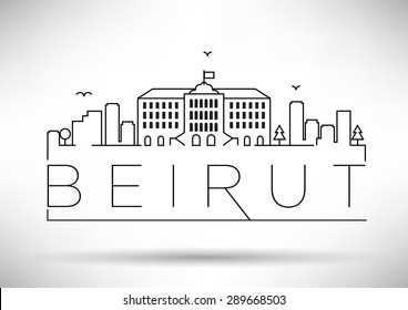 Beirut City Line Silhouette Typographic Design