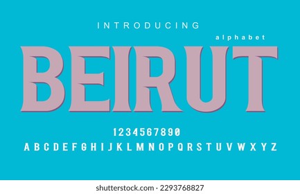 Beirut font. Elegant alphabet letters font and number. Classic Copper Lettering Minimal Fashion Designs. Typography fonts regular uppercase and lowercase. vector illustration