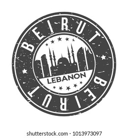 Beirut Lebanon Asia Stamp Logo Icon Skyline Silhouette Symbol Round Design Skyline City.