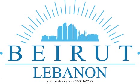 Beirut Lebanon City. Banner Design. City Skyline. Silhouette Vector. Famous Monuments.