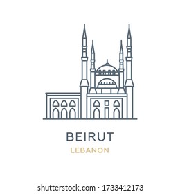 Download Beirut Lebanon Line Icon City Western Stock Vector Royalty Free 1733412173