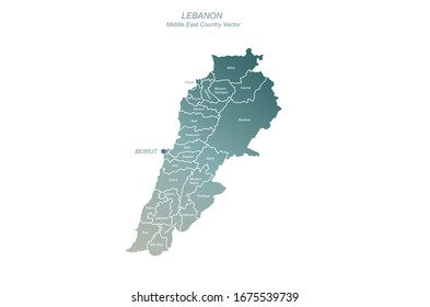 Beirut, Lebanon Map. Graphic Vector Map Of Lebanon.