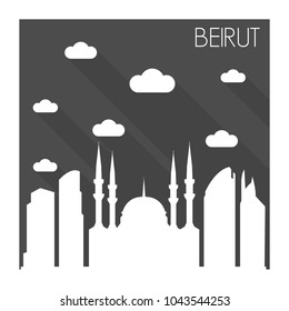 Beirut Lebanon Skyline City Flat Silhouette Design Background