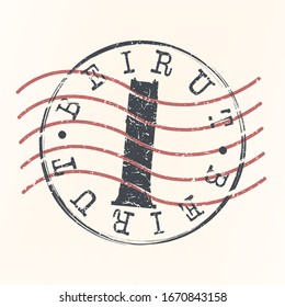Beirut, Lebanon Stamp Postal. Silhouette Seal. Passport Round Design. Vector Icon. Design Retro Travel. National Symbol.