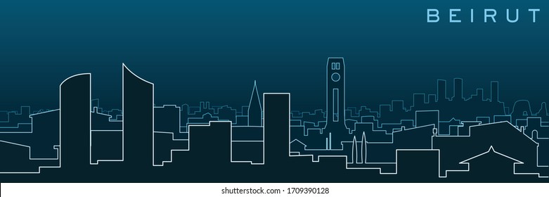 Beirut Multiple Lines Skyline and Landmarks