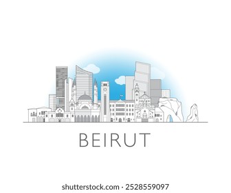 Ilustração do vetor da paisagem urbana de Beirute