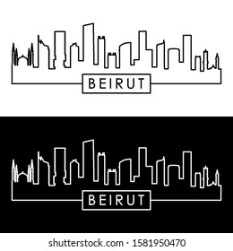 Beirut skyline. Linear style. Editable vector file.