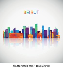 Beirut skyline silhouette in colorful geometric style. Symbol for your design. Vector illustration.