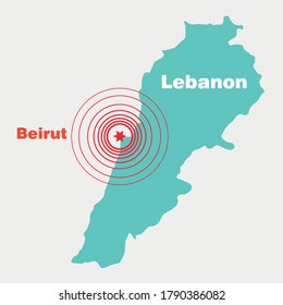 Beirut tragic accident. Beirut blast. Beirut explosion map. Lebanon deadly blast. Lebanon explosion map. Lebanon accident. Beirut accident map vector. Lebanon accident map illustration.