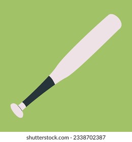 icono de bate beisball con sombra larga, fondo verde