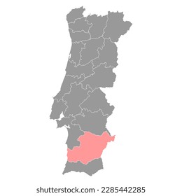 Beja Map, District of Portugal. Vector Illustration.