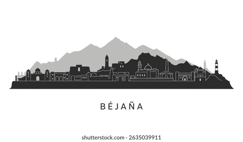 Bejaia City Silhouette Skyline Vector Algeria.