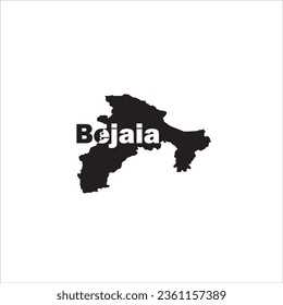 Bejaia map and black letter design on white background