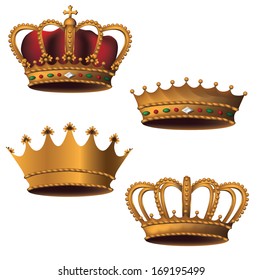 Bejeweled crown collection. EPS 10 vector, grouped for easy editing. No open shapes or paths.