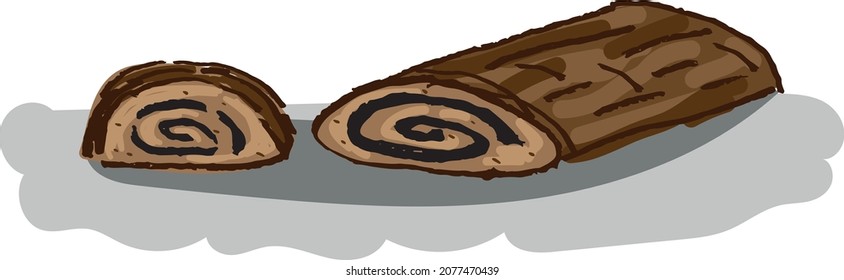 Bejgli, Hungarian Traditional Christmas Cake. Vector Illustration