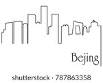 Bejing city one line drawing background