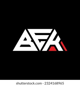 BEK triangle letter logo design with triangle shape. BEK triangle logo design monogram. BEK triangle vector logo template with BEd color. BEK triangular logo Simple, Elegant, and Luxurious design
