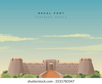 Forte Bekal - construído por Shivappa Nayaka de Keladi perto de Kasargod, Kerala - Imagem Stock como EPS 10 File