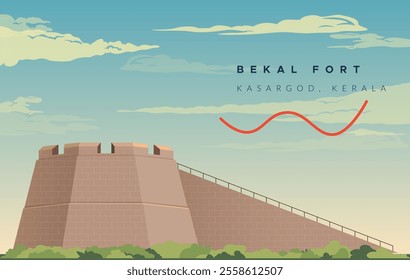 Bekal Fort - built by Shivappa Nayaka of Keladi near Kasargod, Kerala - Stock Image as EPS 10 File