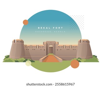 Bekal Fort - built by Shivappa Nayaka of Keladi near Kasargod, Kerala - Stock Image as EPS 10 File