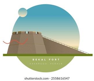 Bekal Fort - built by Shivappa Nayaka of Keladi near Kasargod, Kerala - Stock Image as EPS 10 File