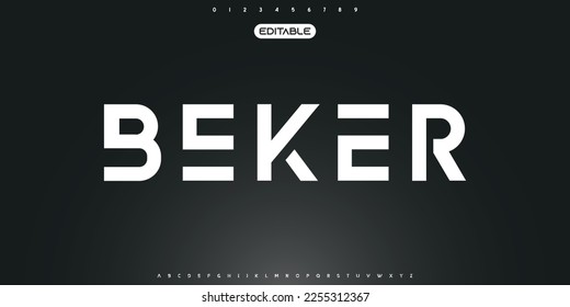 BEKER Modern abstract digital tech font. Logo creative font, type, technology, movie, digital, music, movie. Fonts and illustration in vector format. Luxury Font.