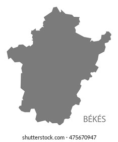 Bekes Hungary Map in grey