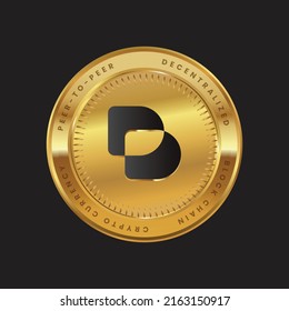 Logo de BEL Cryptocurrency en el concepto de color negro de la moneda de oro. Símbolo de tecnología de la cadena de monedas de Bella Protocol. Ilustración vectorial para banner, fondo, web, impresión, artículo.